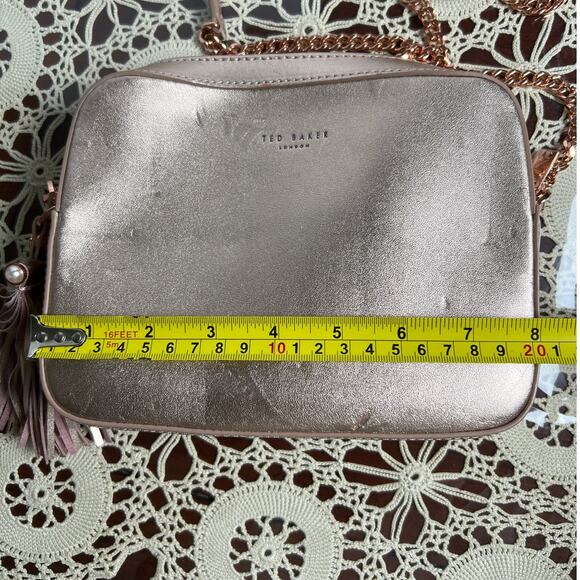 Ted Baker Rose Gold Pearl Embellished Leather Camera Bag - Picture 6 of 8